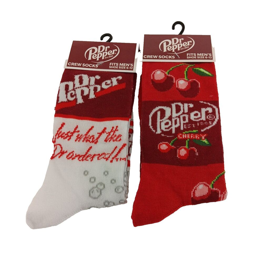 Dr. Pepper Soda Pop Novelty 2 Pair Adult Men Crew Size 6-12 NWT